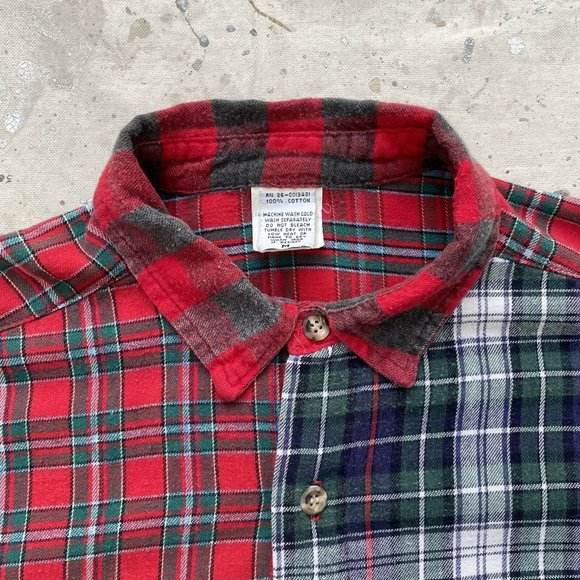 Vintage 90’s L.E.I. Patchwork Cotton Plaid Button Up Shirt Men’s Medium - Picture 5 of 7